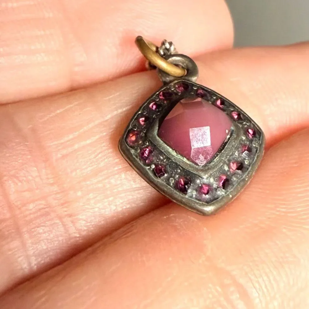 Baked Beads Faceted Pink  Pendant Necklace